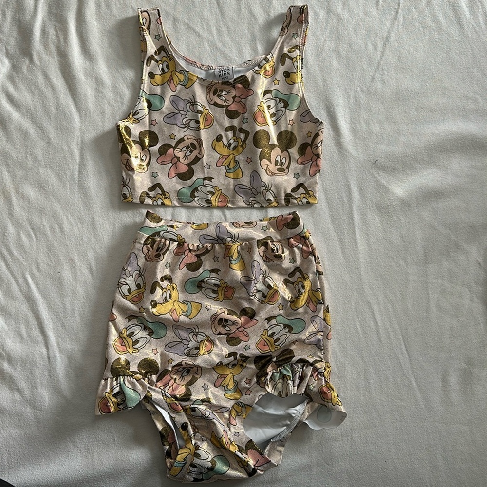 Wild Rich Kids Disney Mickey and Friends shinny swim suite 2-piece 11/12 NWOT